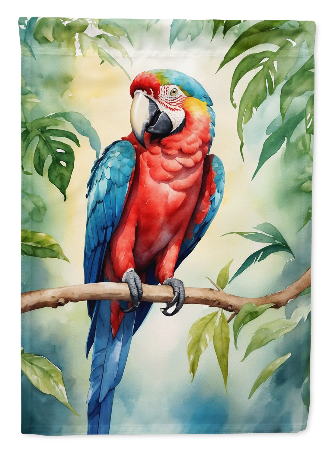 Macaw Parrot House Flag 28x40 Porch Sleeve Pole Decorative Outside Yard Banner Artwork Wall Hanging, Polyester