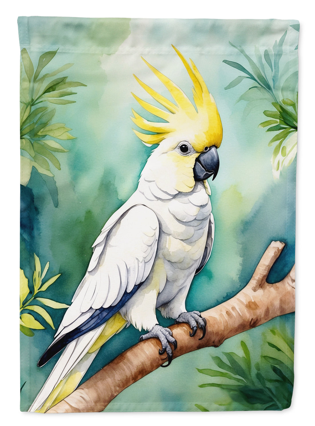 Sulphurcrested Cockatoo House Flag 28x40 Porch Sleeve Pole Decorative Outside Yard Banner Artwork Wall Hanging, Polyester