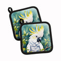 Sulphurcrested Cockatoo Pot Holder Set of 2 Heat Resistant Quilted Hot Pads 7.5 x 7.5 Inch, Insulated Kitchen Trivets for Cooking & Baking