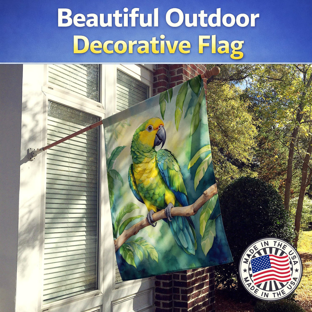 Yellownaped Amazon Parrot House Flag 28x40 Porch Sleeve Pole Decorative Outside Yard Banner Artwork Wall Hanging, Polyester