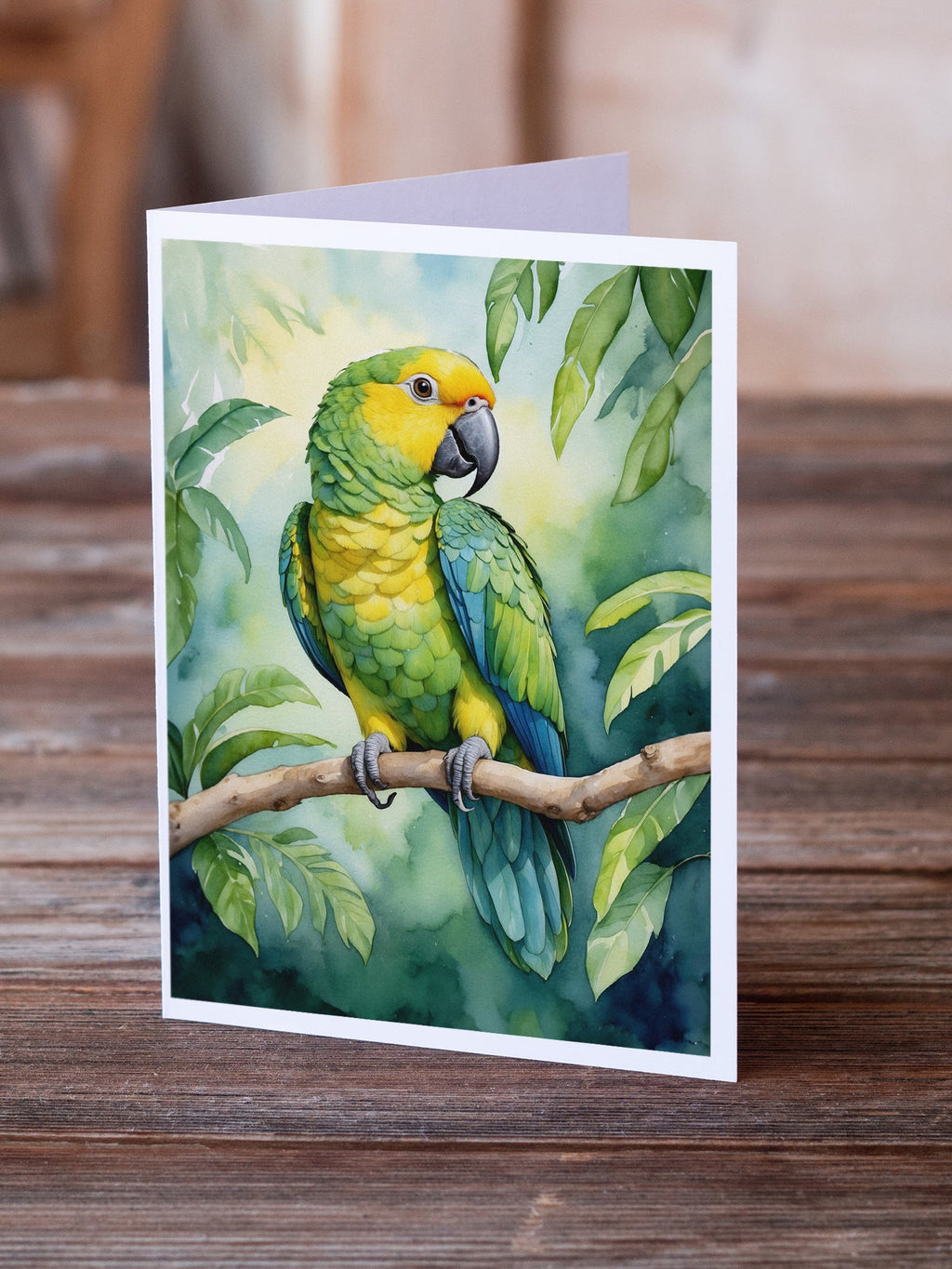 Yellownaped Amazon Parrot Greeting Cards Pack of 8 Blank Cards with Envelopes Whimsical A7 Size 5x7