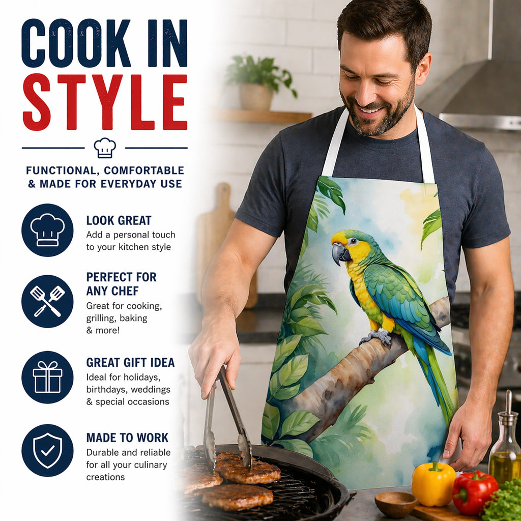 Yellownaped Amazon Parrot Apron Cooking Kitchen Server Baking Crafts Gardening for Adult Women Men, Unisex, Large, Multicolor
