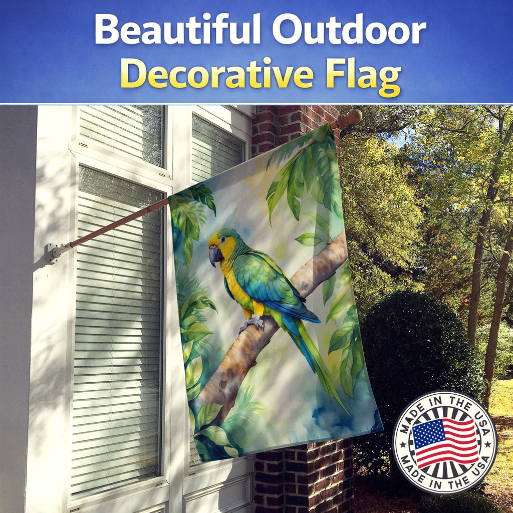 Yellownaped Amazon Parrot House Flag 28x40 Porch Sleeve Pole Decorative Outside Yard Banner Artwork Wall Hanging, Polyester