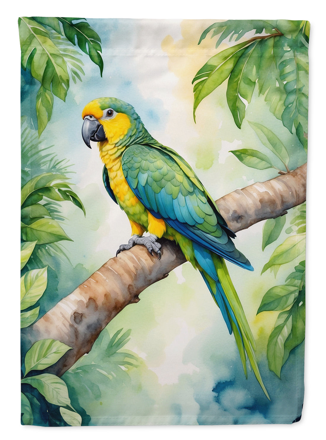 Yellownaped Amazon Parrot House Flag 28x40 Porch Sleeve Pole Decorative Outside Yard Banner Artwork Wall Hanging, Polyester