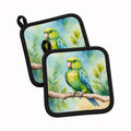 Parrotlet Pot Holder Set of 2 Heat Resistant Quilted Hot Pads 7.5 x 7.5 Inch, Insulated Kitchen Trivets for Cooking & Baking