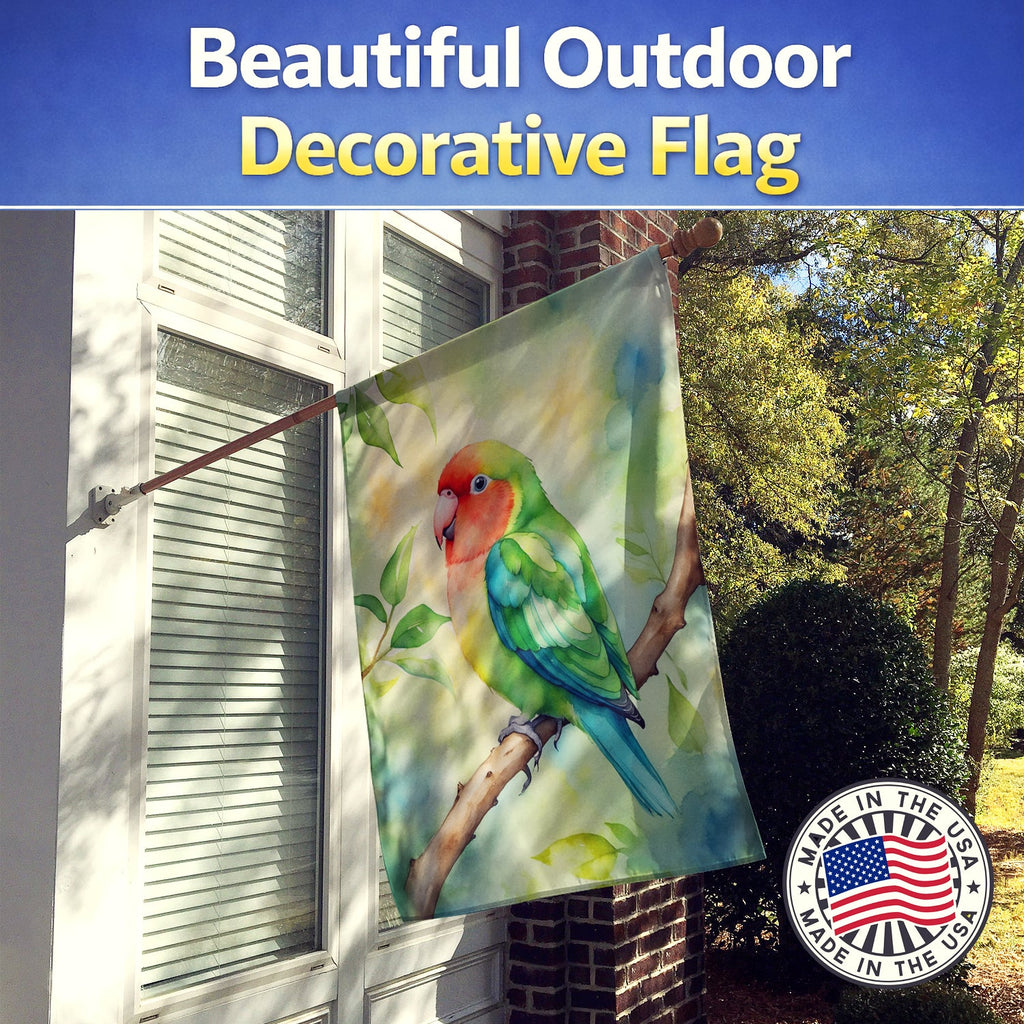 Peachfaced Lovebird House Flag 28x40 Porch Sleeve Pole Decorative Outside Yard Banner Artwork Wall Hanging, Polyester