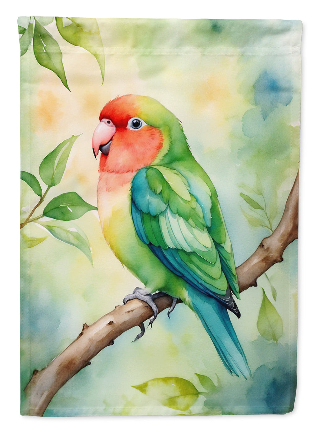 Peachfaced Lovebird House Flag 28x40 Porch Sleeve Pole Decorative Outside Yard Banner Artwork Wall Hanging, Polyester