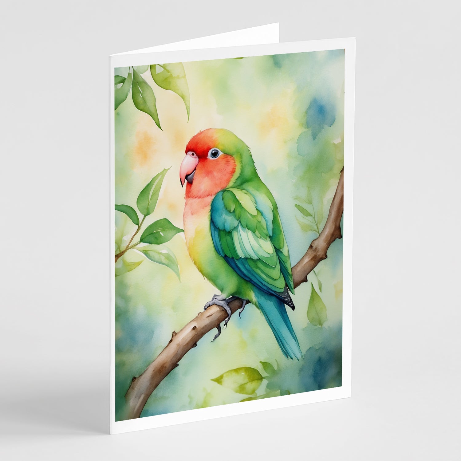 Peachfaced Lovebird Greeting Cards Pack of 8 Blank Cards with Envelopes Whimsical A7 Size 5x7