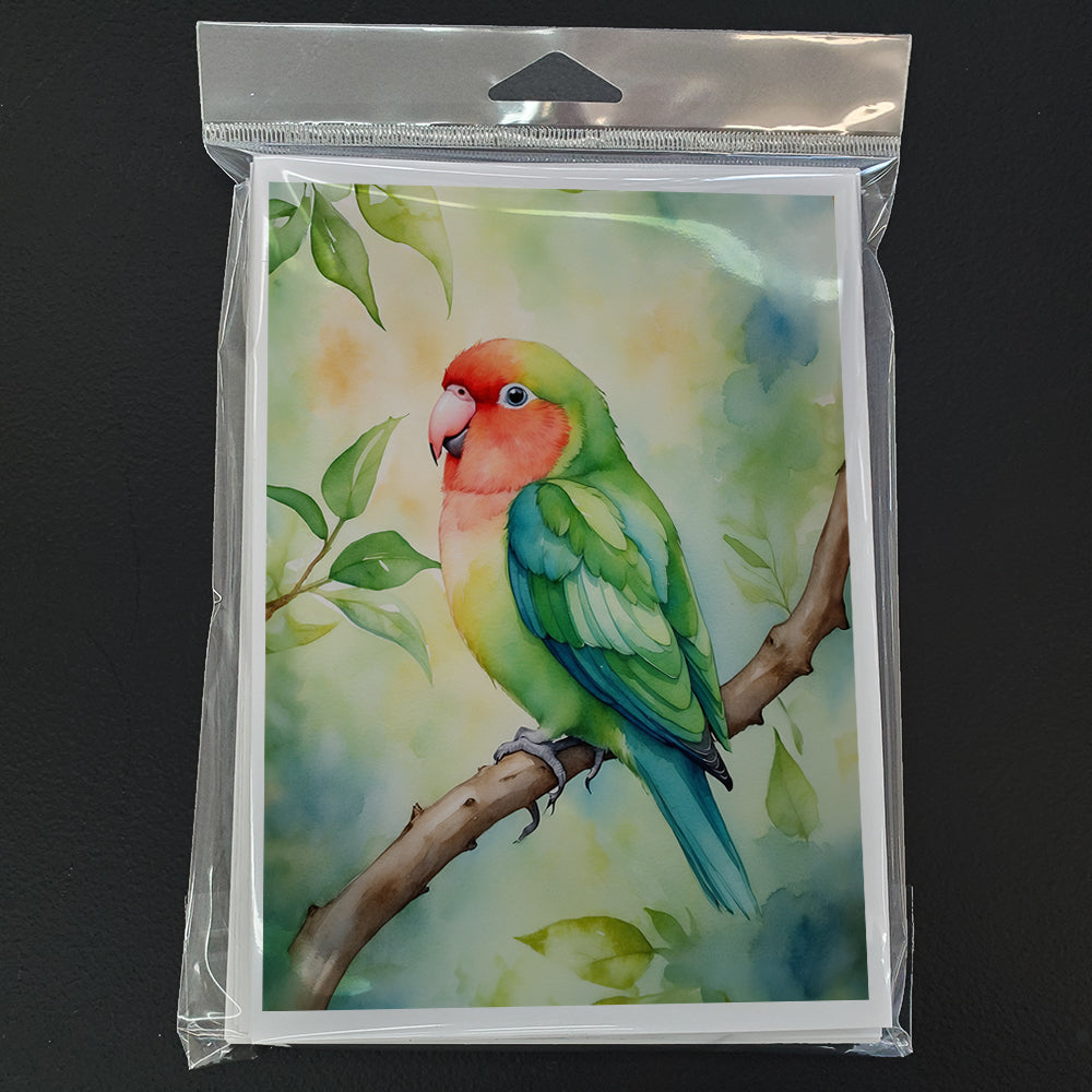 Peachfaced Lovebird Greeting Cards Pack of 8 Blank Cards with Envelopes Whimsical A7 Size 5x7