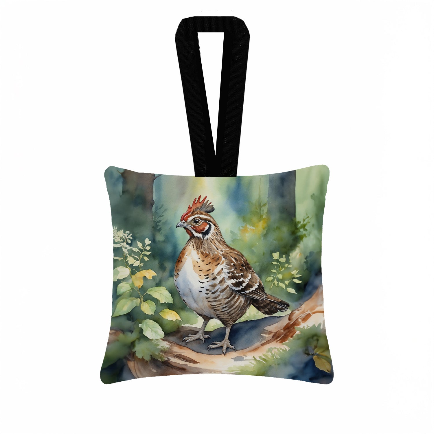 Pennsylvania Ruffed Grouse Hanging Square Fabric Ornament 3.5 × 3.5 Decorative Door-Knob & Tree Hanger, Soft Fabric