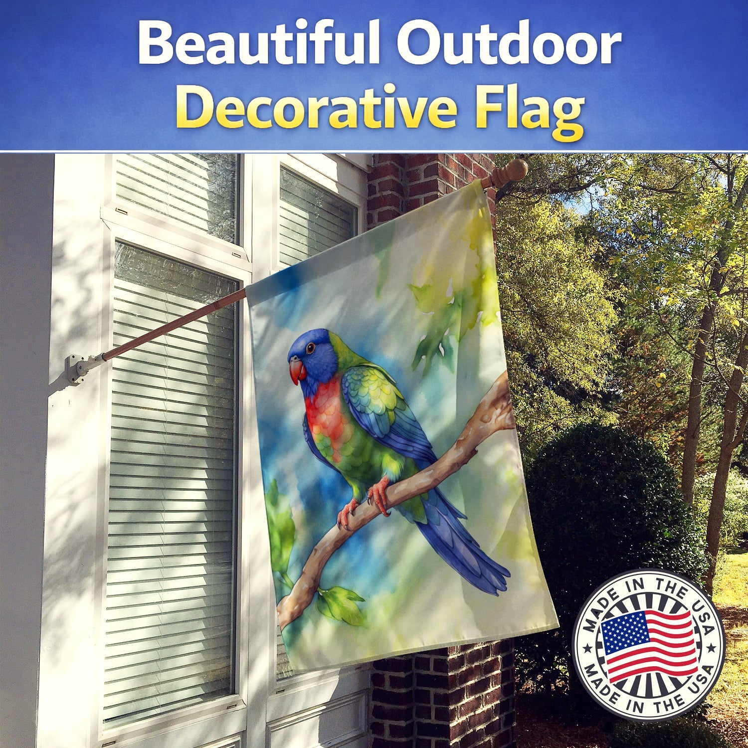 Pionus House Flag 28x40 Porch Sleeve Pole Decorative Outside Yard Banner Artwork Wall Hanging, Polyester