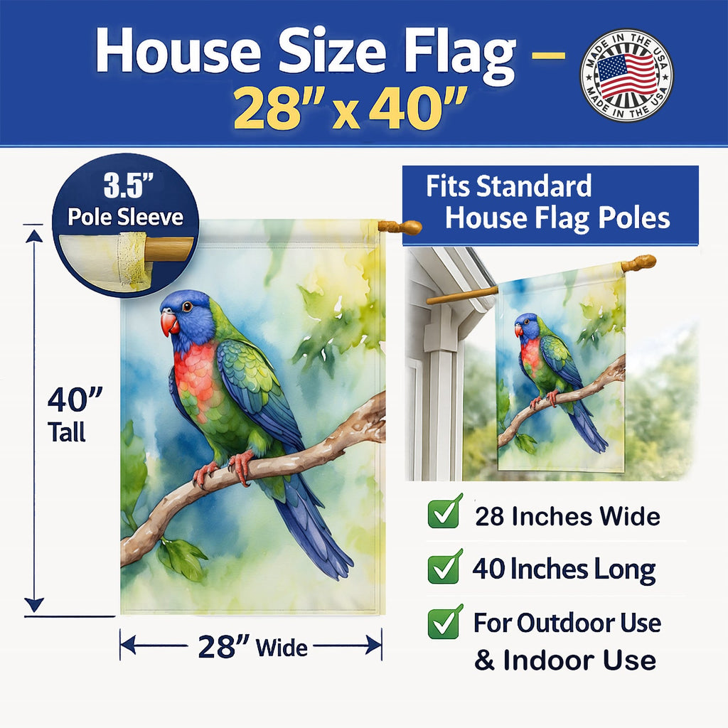 Pionus House Flag 28x40 Porch Sleeve Pole Decorative Outside Yard Banner Artwork Wall Hanging, Polyester