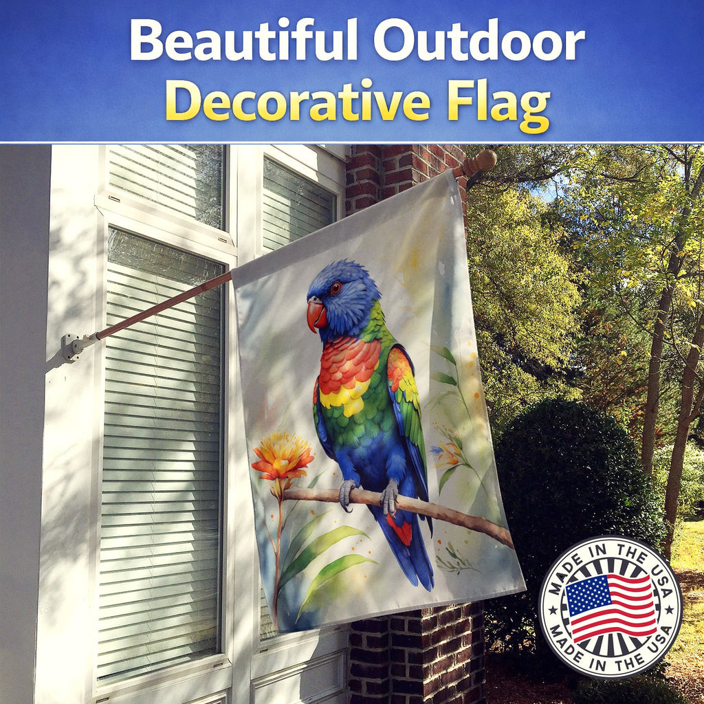 Rainbow Lorikeet House Flag 28x40 Porch Sleeve Pole Decorative Outside Yard Banner Artwork Wall Hanging, Polyester