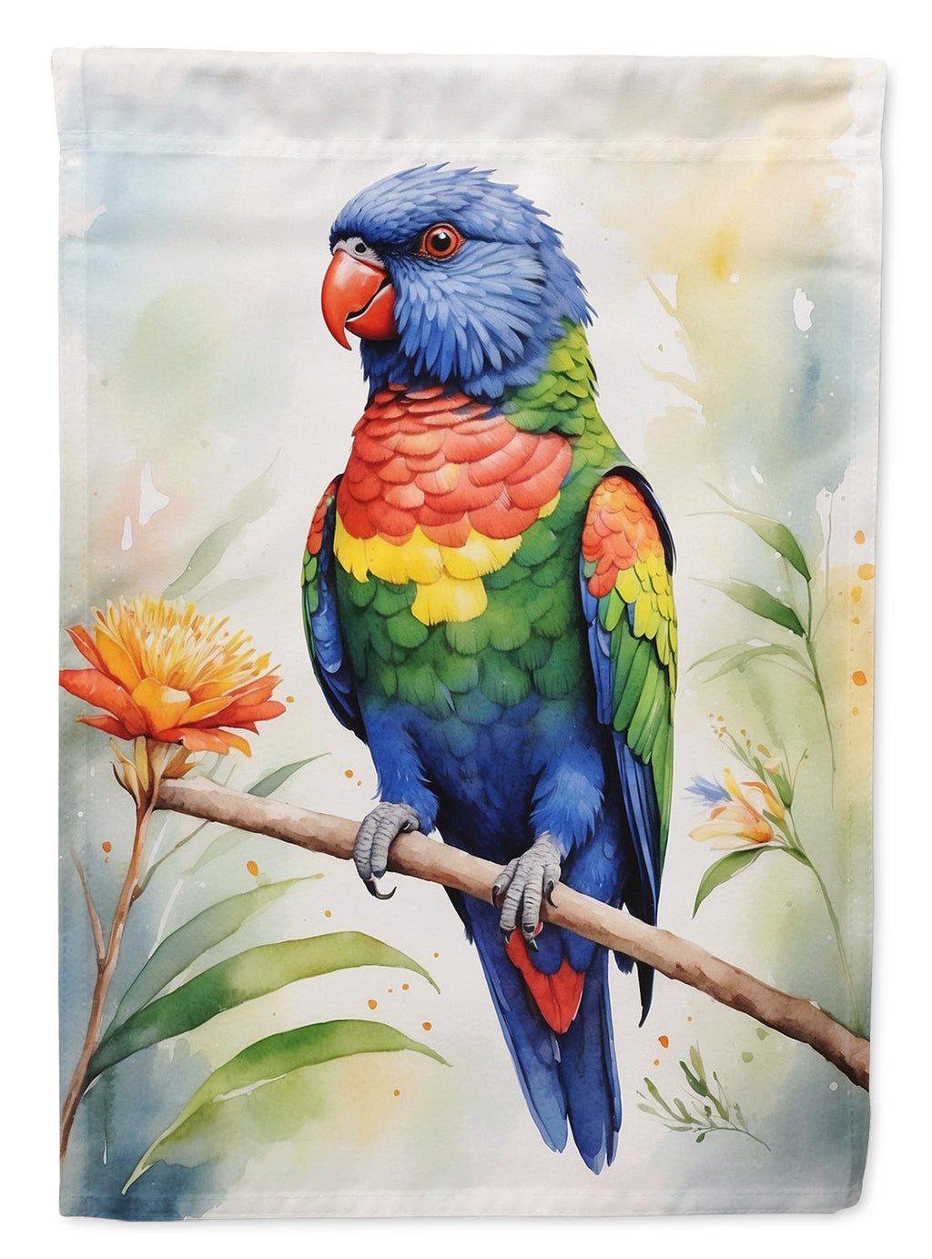 Rainbow Lorikeet House Flag 28x40 Porch Sleeve Pole Decorative Outside Yard Banner Artwork Wall Hanging, Polyester