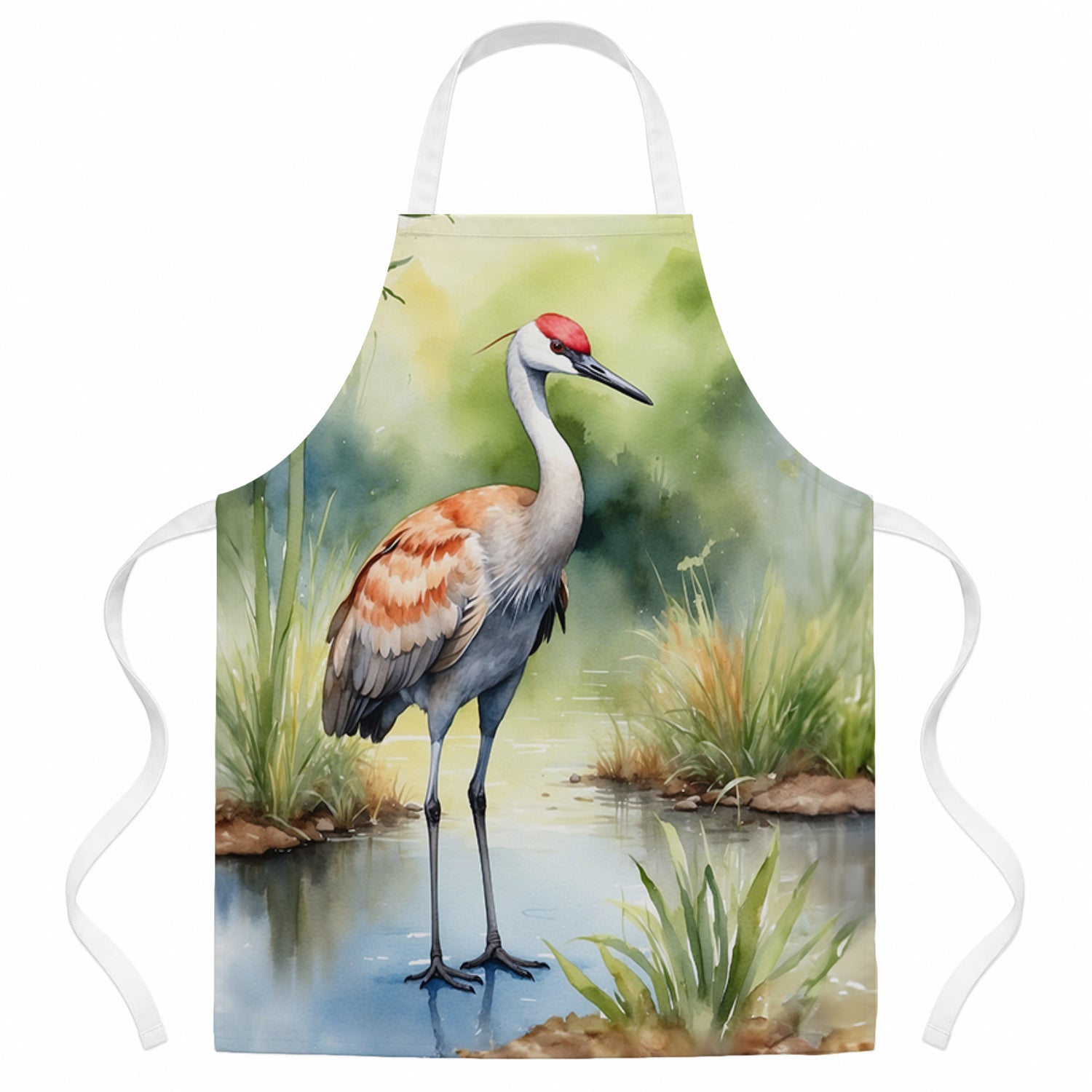 Sandhill Crane Apron Cooking Kitchen Server Baking Crafts Gardening for Adult Women Men, Unisex, Large, Multicolor