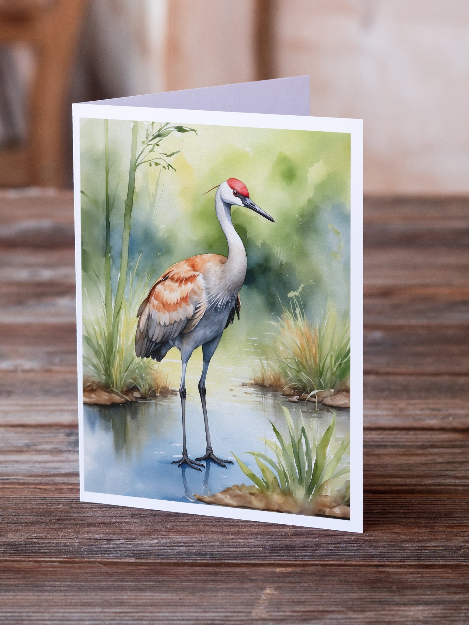 Sandhill Crane Greeting Cards Pack of 8 Blank Cards with Envelopes Whimsical A7 Size 5x7