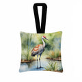 Sandhill Crane Hanging Square Fabric Ornament 3.5 × 3.5 Decorative Door-Knob & Tree Hanger, Soft Fabric