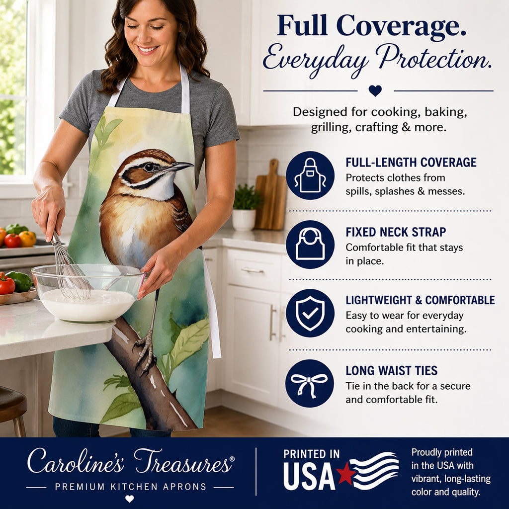 South Carolina Wren Apron Cooking Kitchen Server Baking Crafts Gardening for Adult Women Men, Unisex, Large, Multicolor