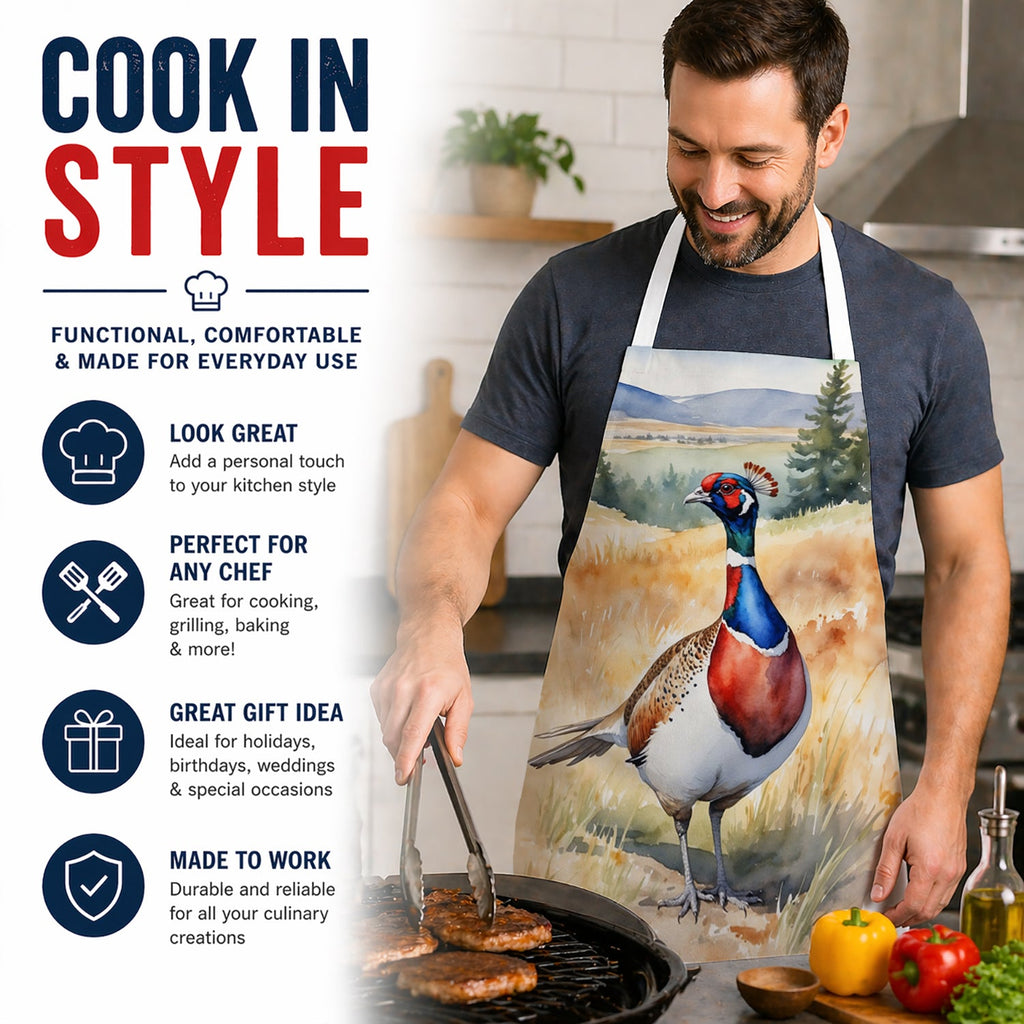 South Dakota Ringnecked Pheasant Apron Cooking Kitchen Server Baking Crafts Gardening for Adult Women Men, Unisex, Large, Multicolor