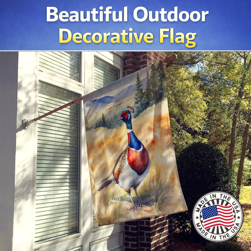 South Dakota Ringnecked Pheasant House Flag 28x40 Porch Sleeve Pole Decorative Outside Yard Banner Artwork Wall Hanging, Polyester