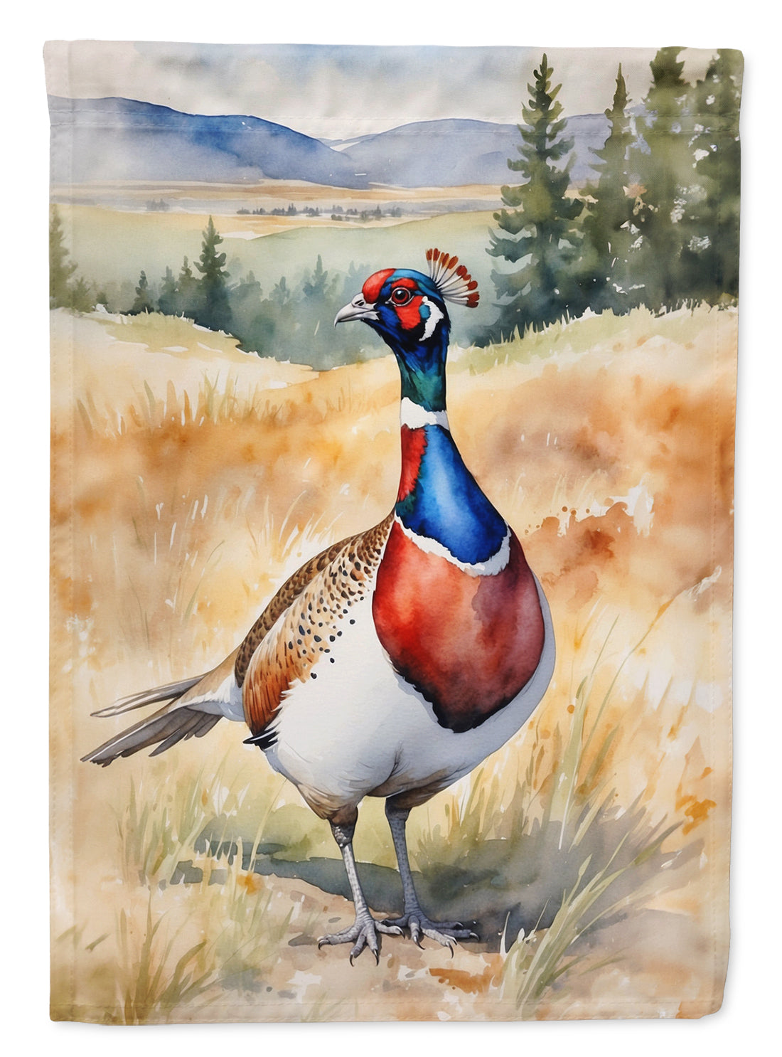 South Dakota Ringnecked Pheasant House Flag 28x40 Porch Sleeve Pole Decorative Outside Yard Banner Artwork Wall Hanging, Polyester