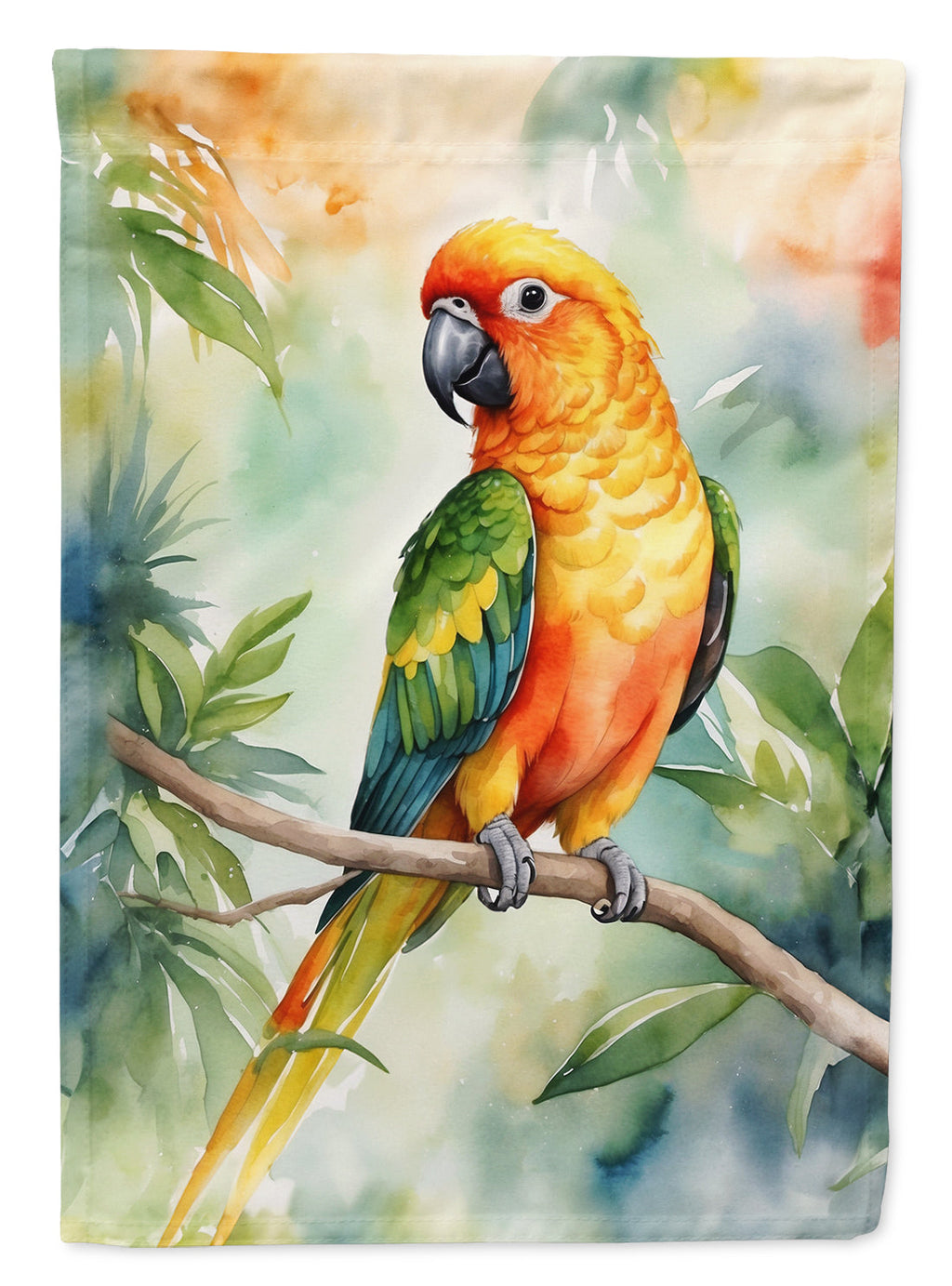 Sun Conure House Flag 28x40 Porch Sleeve Pole Decorative Outside Yard Banner Artwork Wall Hanging, Polyester