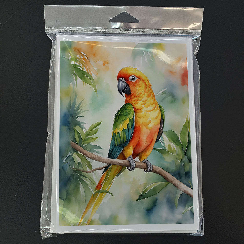 Sun Conure Greeting Cards Pack of 8 Blank Cards with Envelopes Whimsical A7 Size 5x7