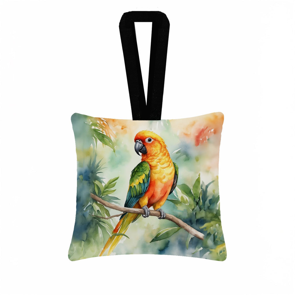 Sun Conure Hanging Square Fabric Ornament 3.5 × 3.5 Decorative Door-Knob & Tree Hanger, Soft Fabric