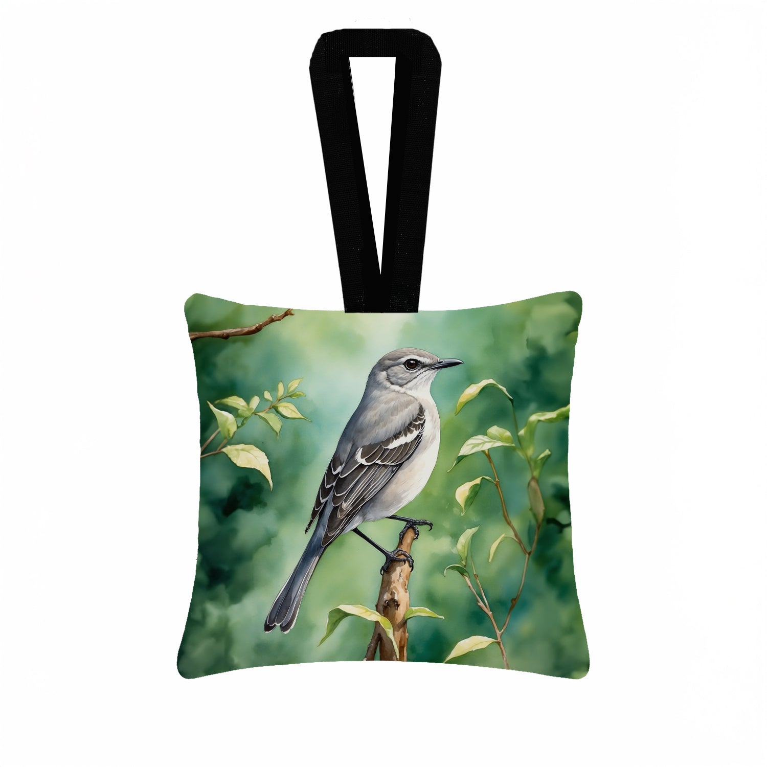 Tennessee Northern Mockingbird Hanging Square Fabric Ornament 3.5 × 3.5 Decorative Door-Knob & Tree Hanger, Soft Fabric