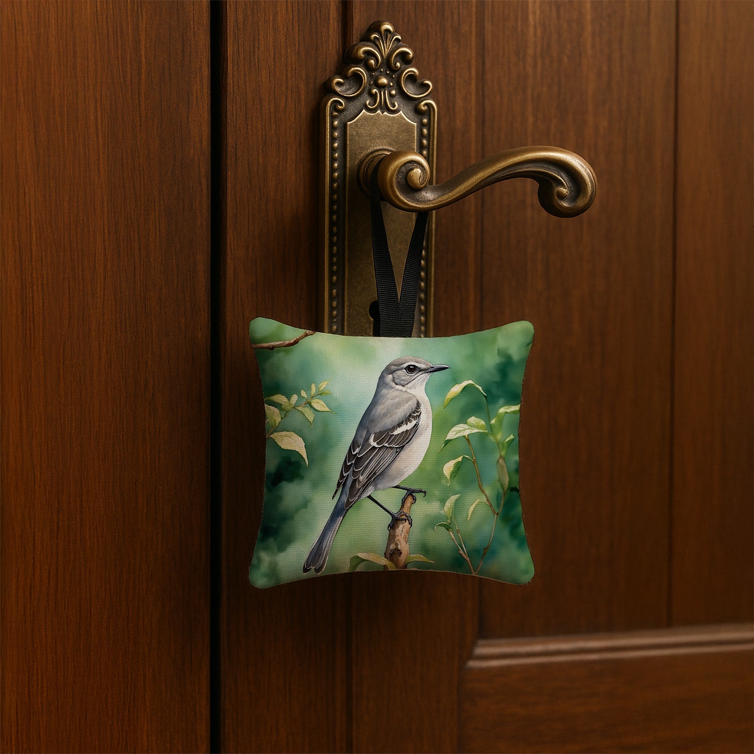 Tennessee Northern Mockingbird Hanging Square Fabric Ornament 3.5 × 3.5 Decorative Door-Knob & Tree Hanger, Soft Fabric
