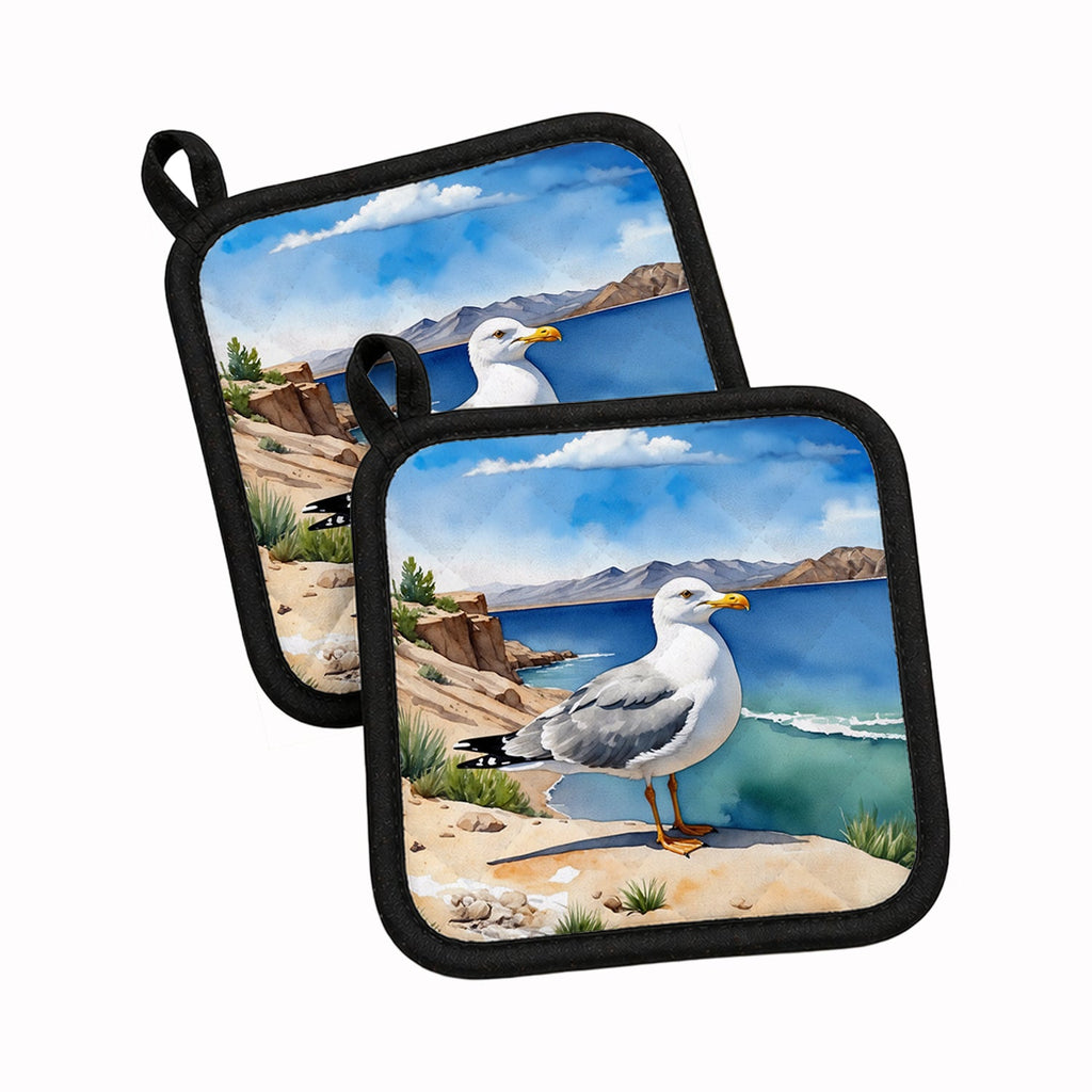 Utah California Gull Pot Holder Set of 2 Heat Resistant Quilted Hot Pads 7.5 x 7.5 Inch, Insulated Kitchen Trivets for Cooking & Baking