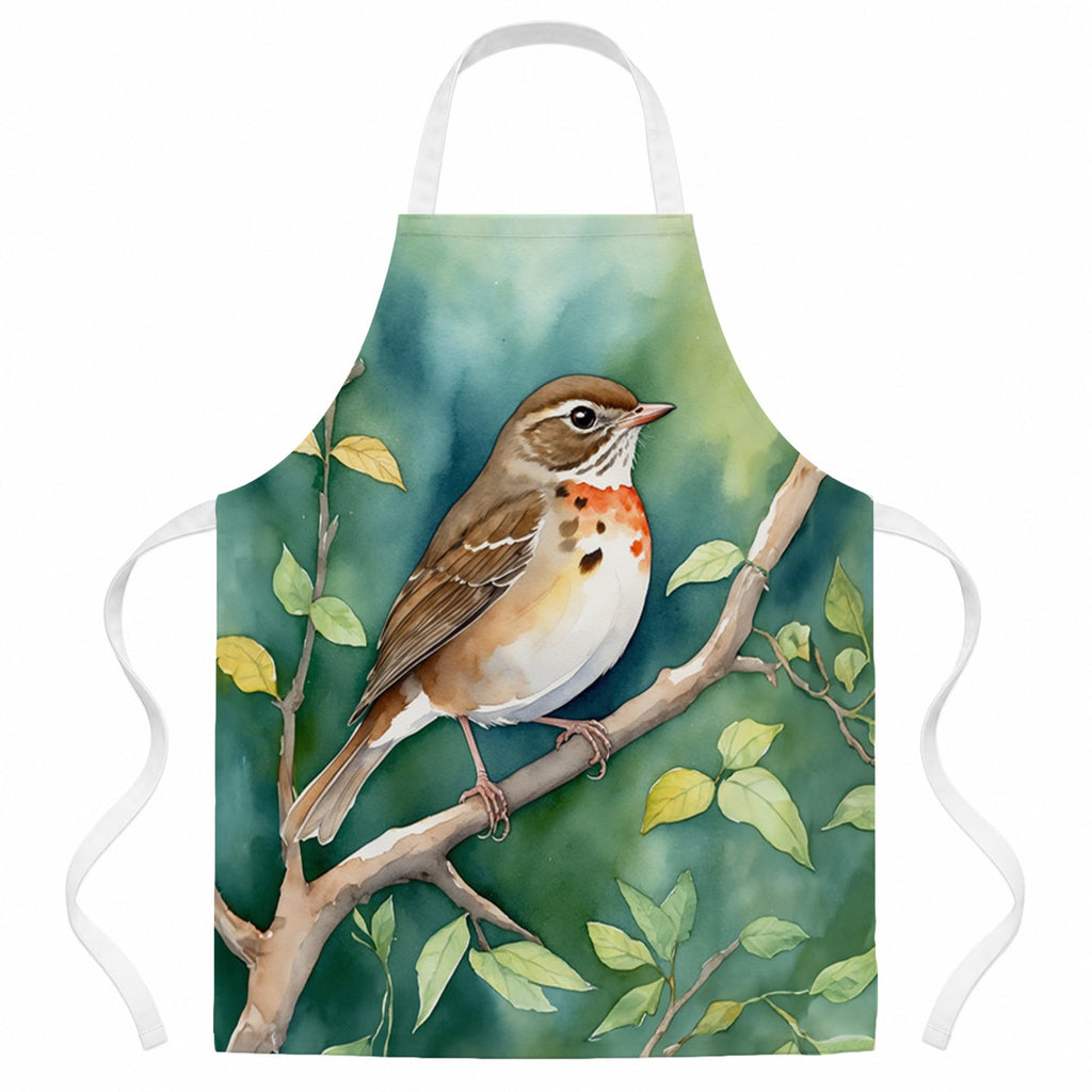 Vermont Hermit Thrush Apron Cooking Kitchen Server Baking Crafts Gardening for Adult Women Men, Unisex, Large, Multicolor