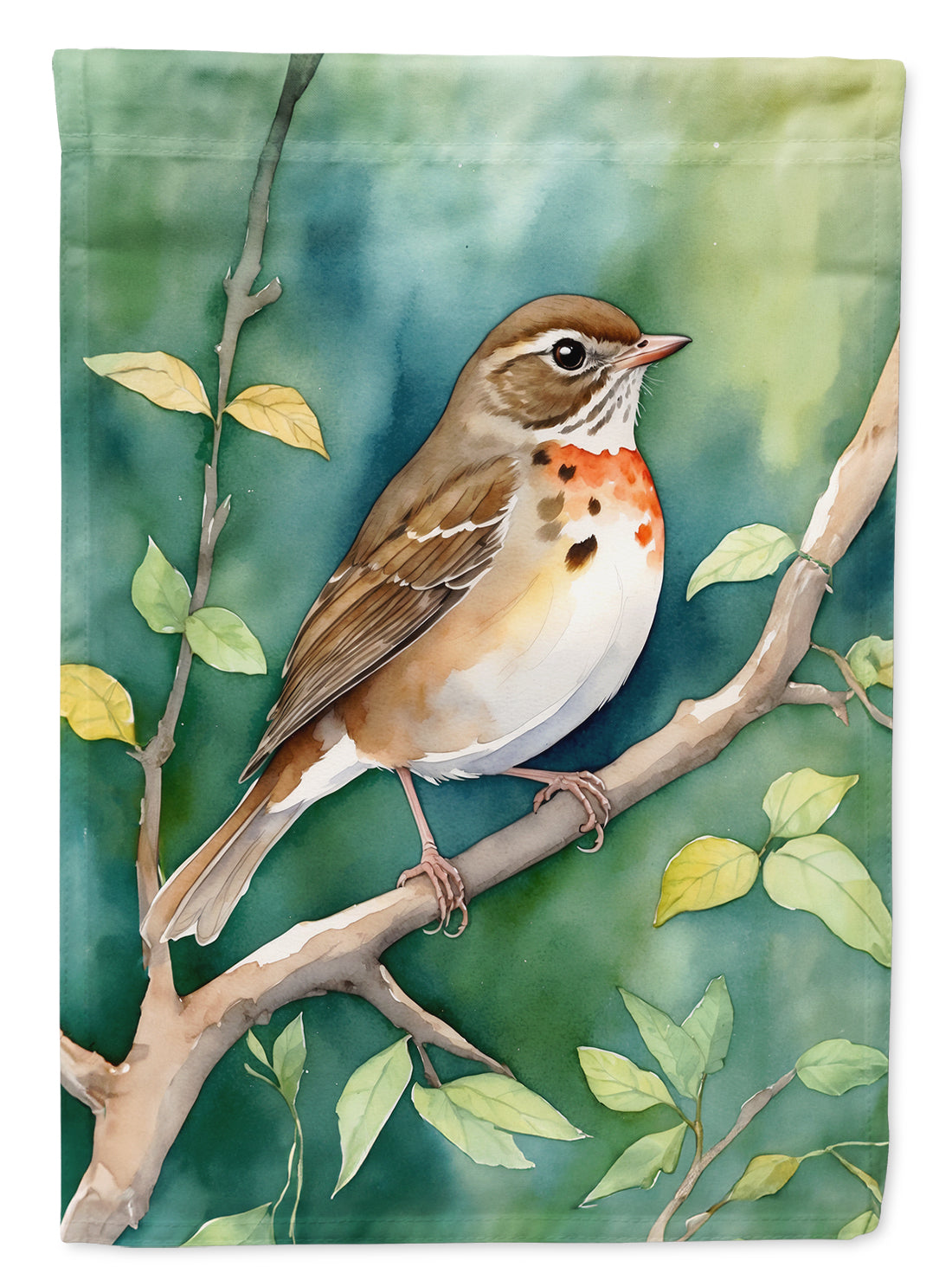 Vermont Hermit Thrush House Flag 28x40 Porch Sleeve Pole Decorative Outside Yard Banner Artwork Wall Hanging, Polyester