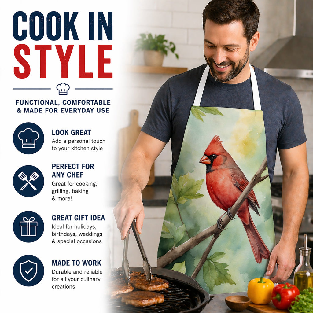 West Virginia Northern CardInal Apron Cooking Kitchen Server Baking Crafts Gardening for Adult Women Men, Unisex, Large, Multicolor