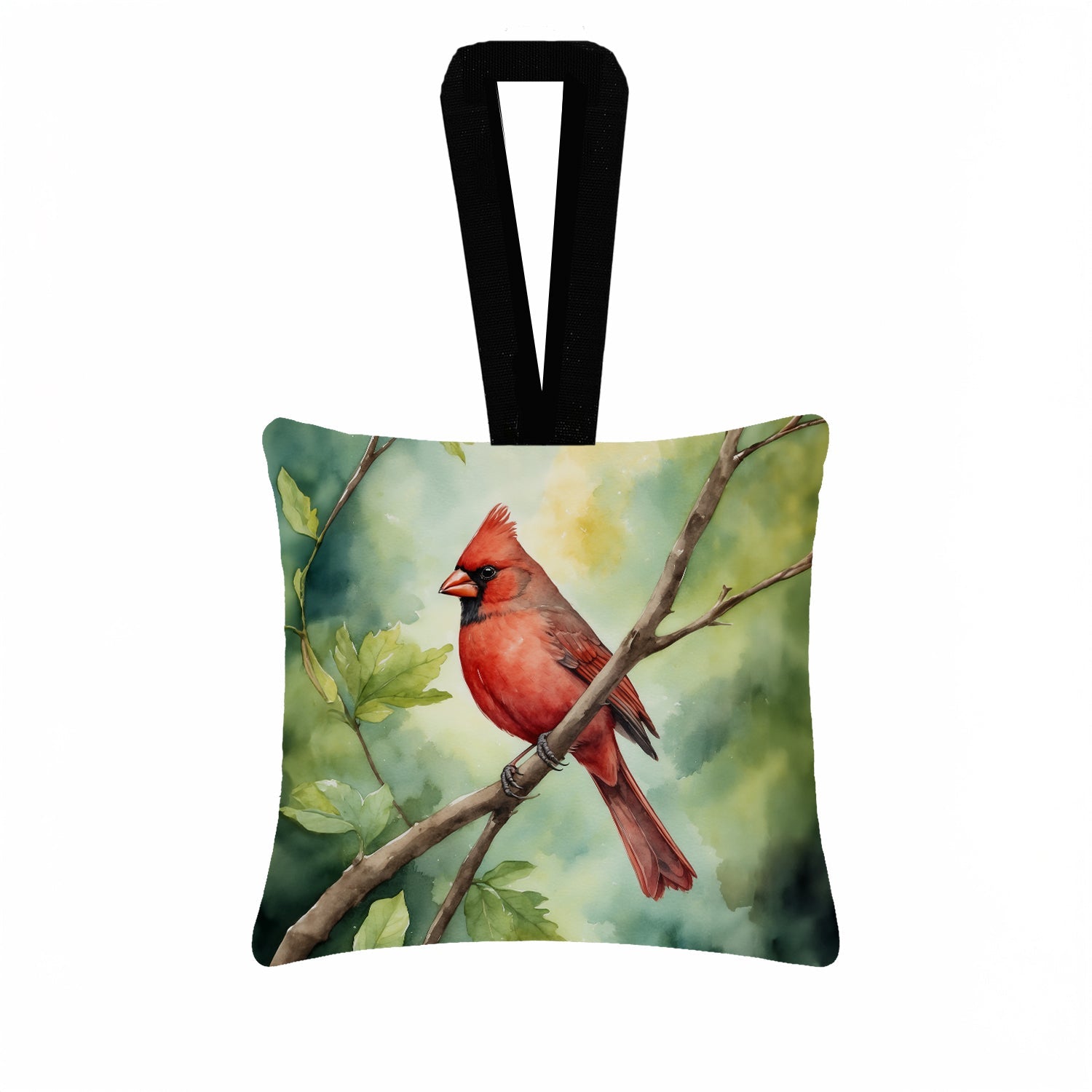 West Virginia Northern CardInal Hanging Square Fabric Ornament 3.5 × 3.5 Decorative Door-Knob & Tree Hanger, Soft Fabric