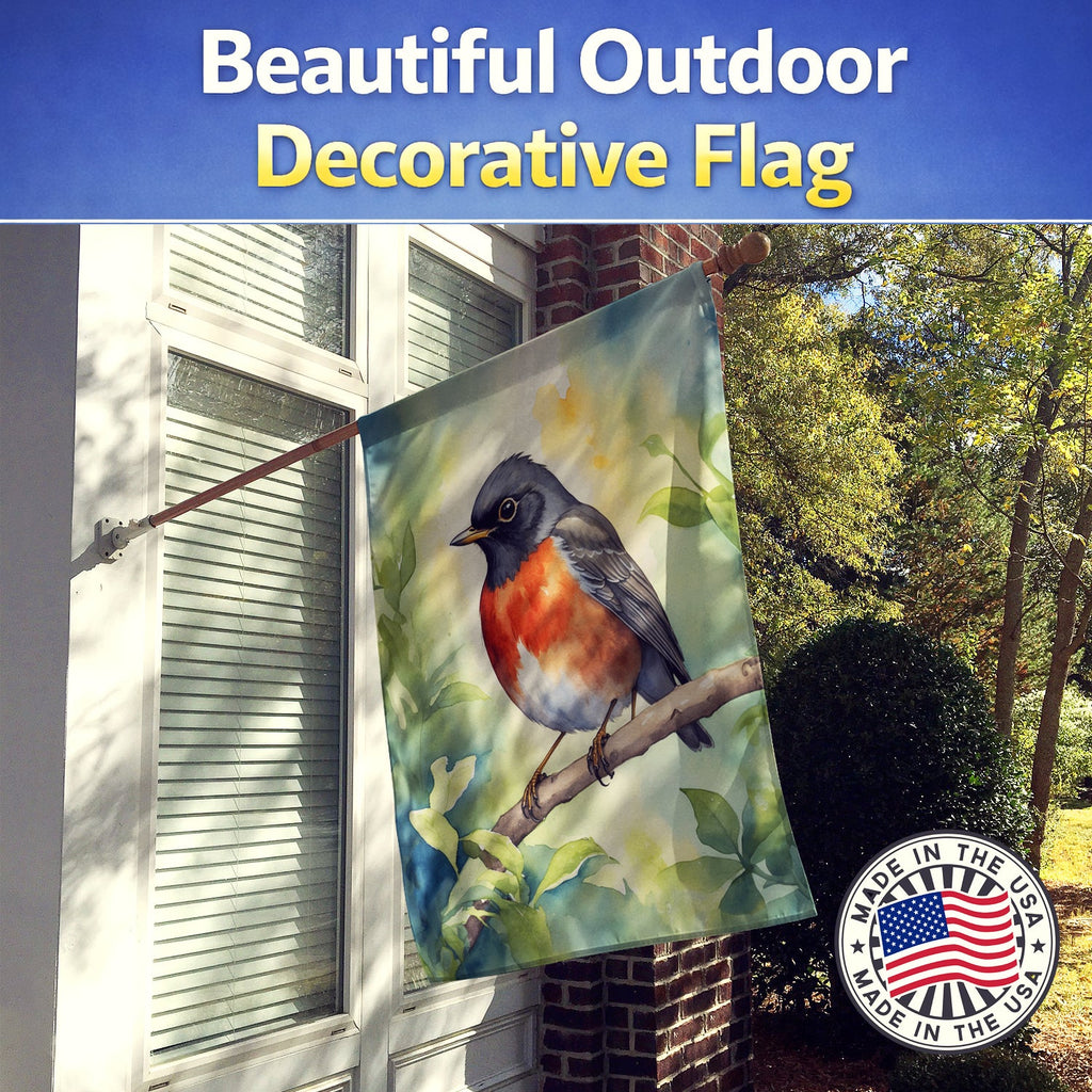 Wisconsin American Robin House Flag 28x40 Porch Sleeve Pole Decorative Outside Yard Banner Artwork Wall Hanging, Polyester