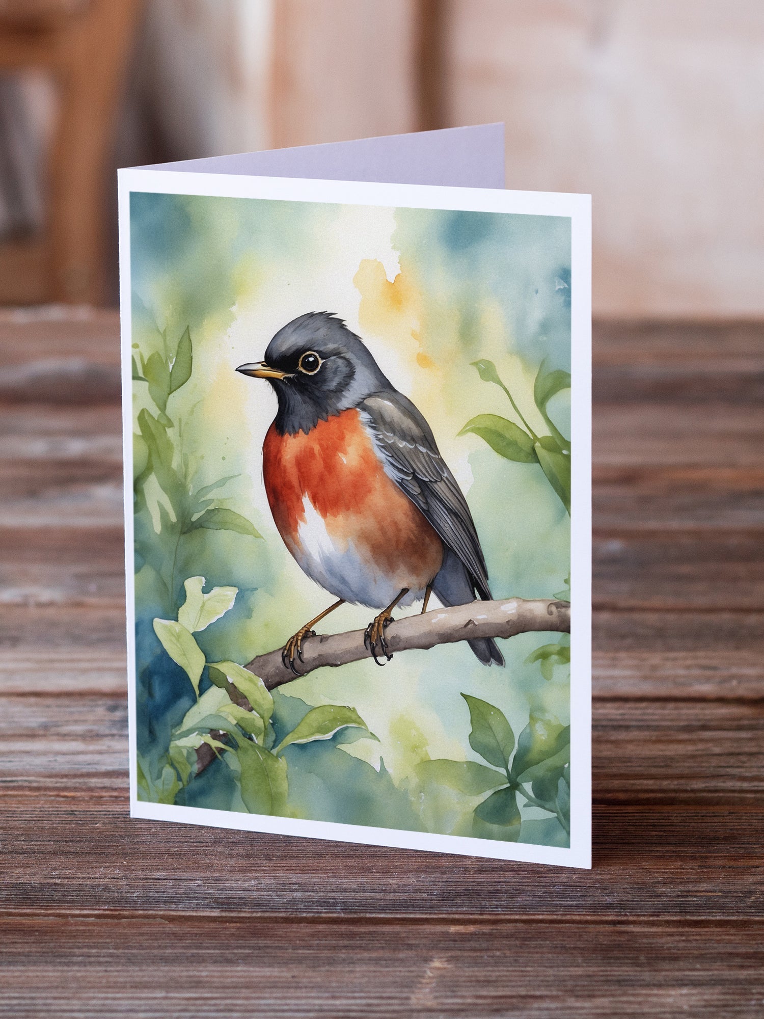 Wisconsin American Robin Greeting Cards Pack of 8 Blank Cards with Envelopes Whimsical A7 Size 5x7