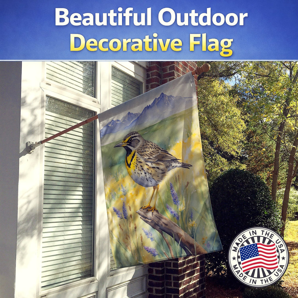 Wyoming Western Meadowlark House Flag 28x40 Porch Sleeve Pole Decorative Outside Yard Banner Artwork Wall Hanging, Polyester