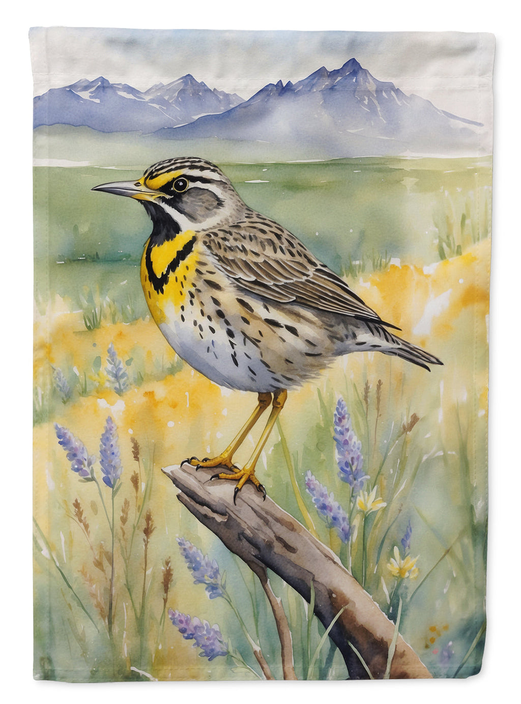 Wyoming Western Meadowlark House Flag 28x40 Porch Sleeve Pole Decorative Outside Yard Banner Artwork Wall Hanging, Polyester