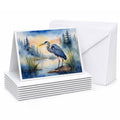 Great Blue Heron Marsh Landscape Watercolor Greeting Cards Pack of 8 Blank Cards with Envelopes Whimsical A7 Size 5x7