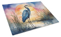 Great Blue Heron Bold Sunset Watercolor Cutting Board Tempered Glass Kitchen Cutting Surface, Heat Resistant Chopping, Non-Slip Feet, Food Prep & Serving