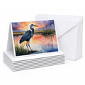 Great Blue Heron Evening Reflection Watercolor Greeting Cards Pack of 8 Blank Cards with Envelopes Whimsical A7 Size 5x7