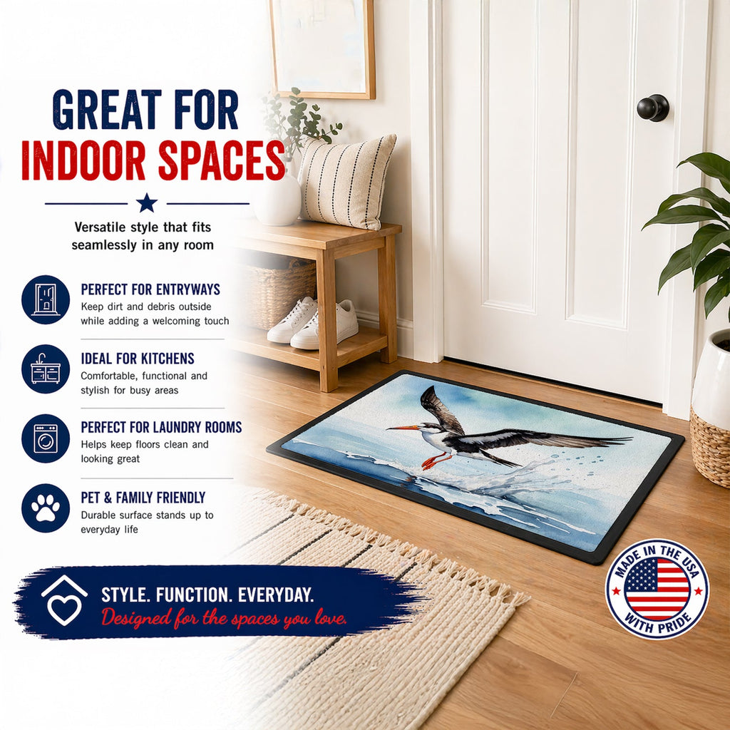 Black Skimmer Doormat Indoor Outdoor 18H X 27W Front Door Mat Rugs for Entryway, Non Slip Washable