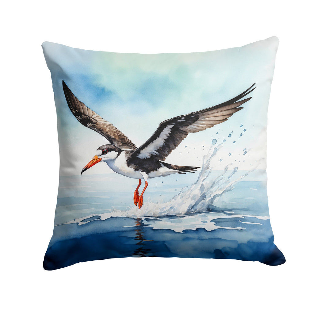 Black Skimmer Decorative Throw Pillow 18x18 Indoor Outdoor Accent Cushion, Fabric Cover with Insert for Sofa, Bed, Porch & Living Room