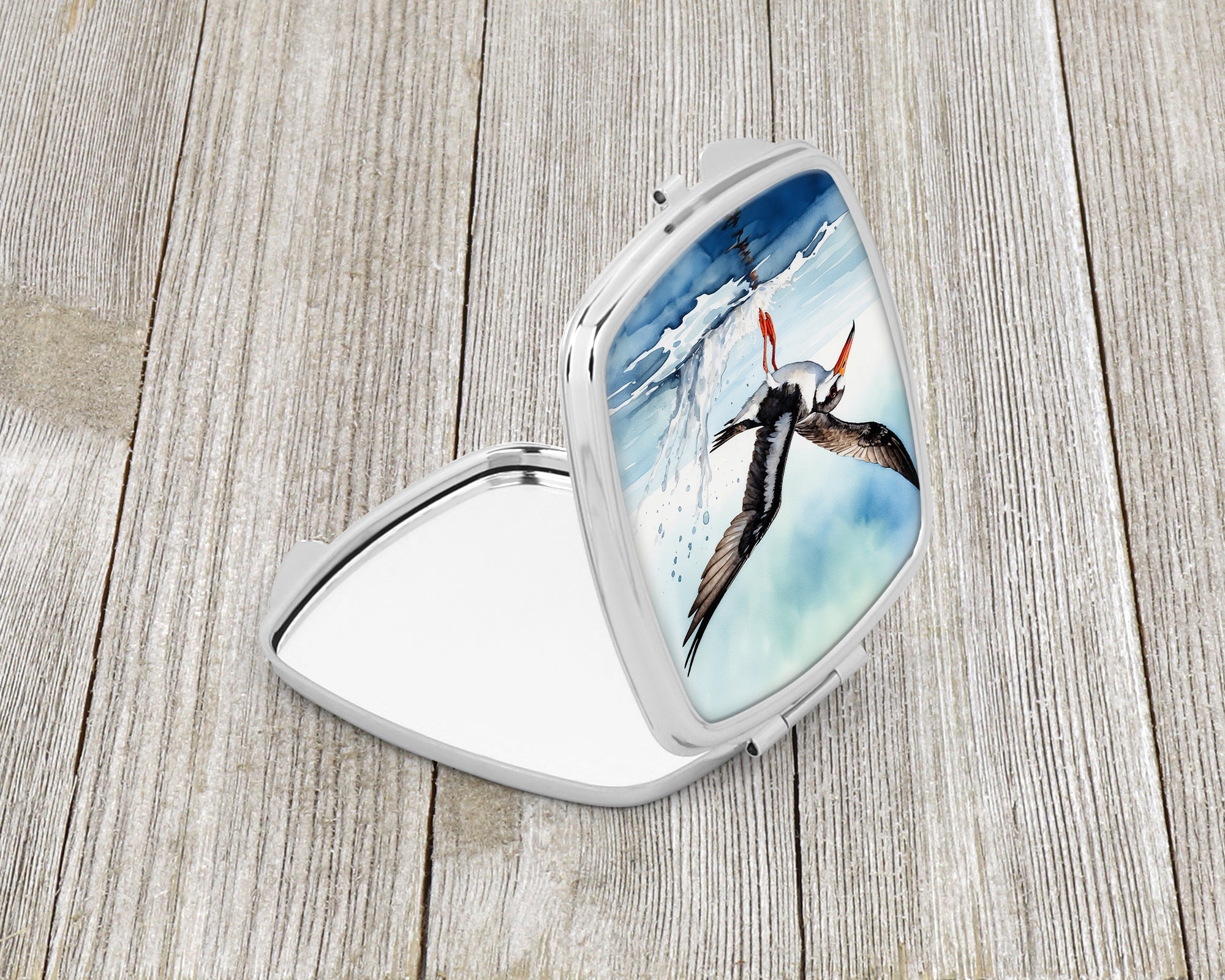 Black Skimmer Compact Mirror Decorative Travel Makeup Mirror for Women Girls Gifts Pocket Makeup Mirror Folding Handheld