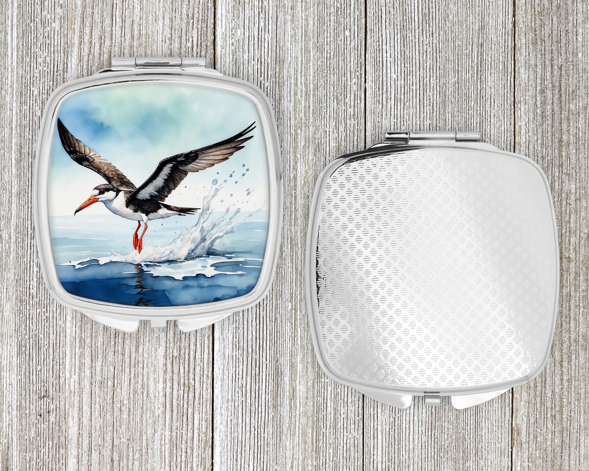 Black Skimmer Compact Mirror Decorative Travel Makeup Mirror for Women Girls Gifts Pocket Makeup Mirror Folding Handheld
