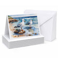 Seagulls on Beach Shore Watercolor Greeting Cards Pack of 8 Blank Cards with Envelopes Whimsical A7 Size 5x7