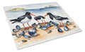 Oystercatchers on Beach Coastal Watercolor Cutting Board Tempered Glass Kitchen Cutting Surface, Heat Resistant Chopping, Non-Slip Feet, Food Prep & Serving