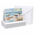 Sandpipers on Beach Shoreline Watercolor Greeting Cards Pack of 8 Blank Cards with Envelopes Whimsical A7 Size 5x7