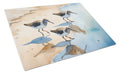 Sandpipers Running Along Shore Watercolor Cutting Board Tempered Glass Kitchen Cutting Surface, Heat Resistant Chopping, Non-Slip Feet, Food Prep & Serving